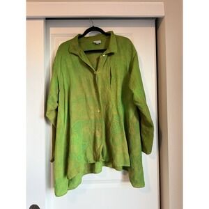 kay chapman Green Button Shirt Size 2 Loganlook Art‎ To Wear Oversized